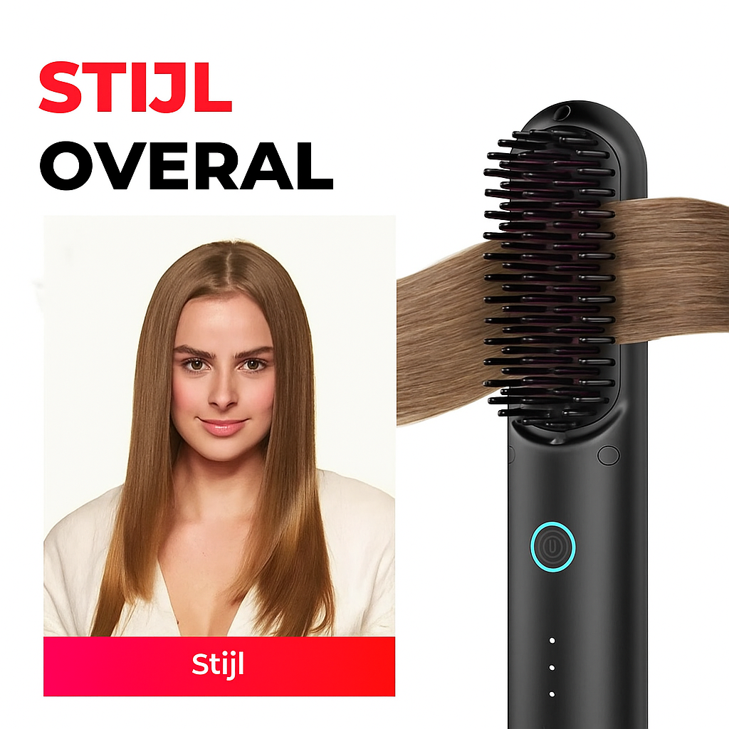 Luxe Portable Hair Straightener Brush – Perfect Haar, Waar Je Ook Bent - Soreho