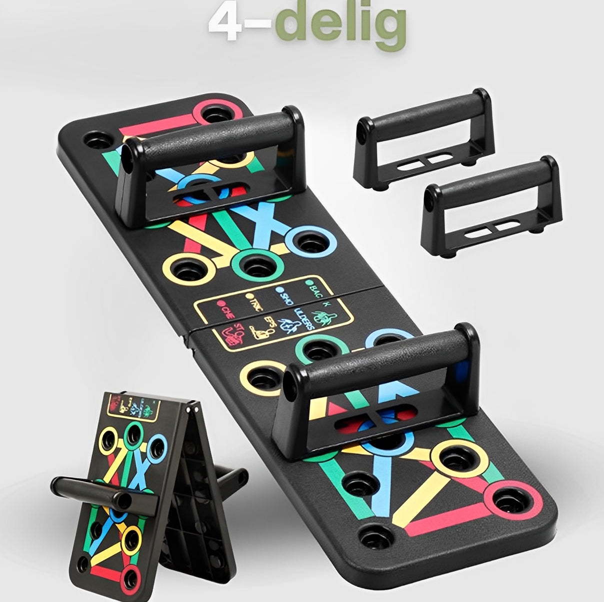 Multifunctioneel Kleurcode Push-Up Board – 4-in-1 Opvouwbaar Fitnesssysteem - Soreho