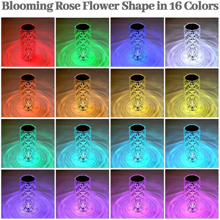 16-Color Crystal Rose LED Lamp - Soreho