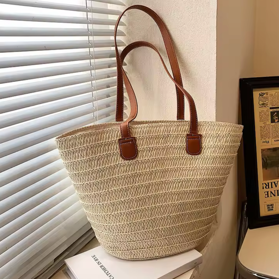 Soléa Strandtas – Rieten Shopper in Naturel Beige & Bruin - Soreho
