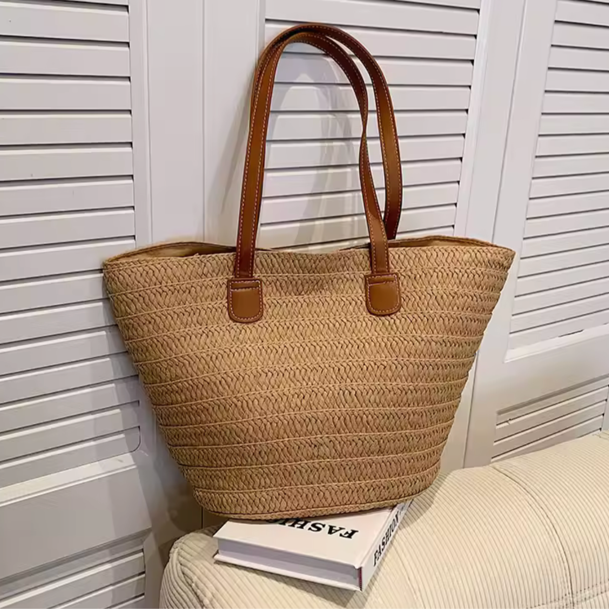 Soléa Strandtas – Rieten Shopper in Naturel Beige & Bruin - Soreho