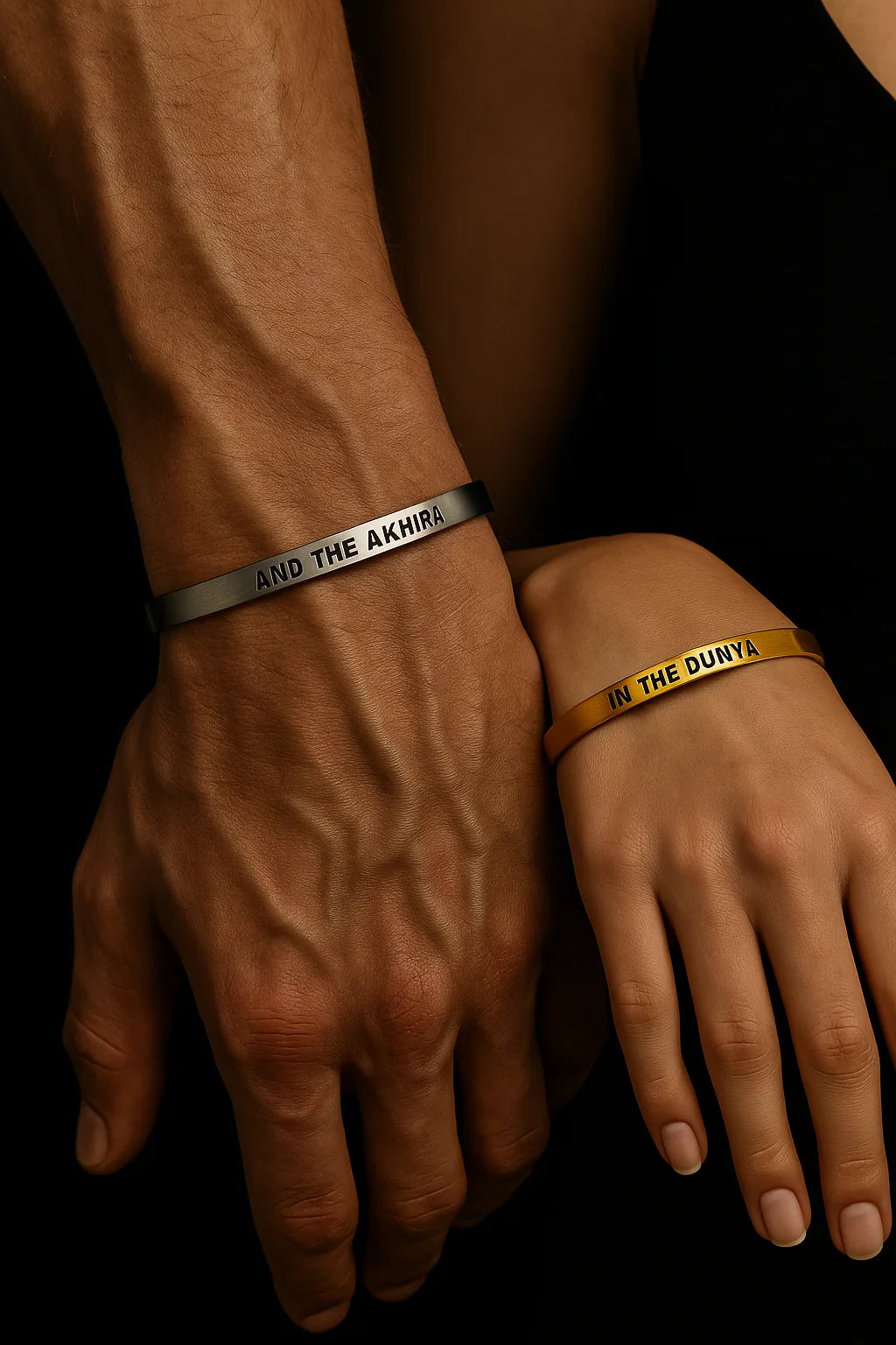 "IN THE DUNYA" + "AND THE AKHIRA" SET- 18K VERGULDE ARMBANDEN - Soreho